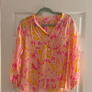 Lilly Pulitzer Pink and Yellow Floral Blouse